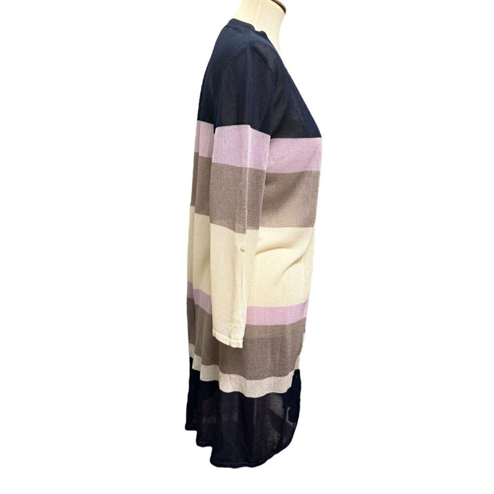 Cato Est 1946 Sweater Womens Small Multicolor Striped Cardigan Open Front - Picture 3 of 16